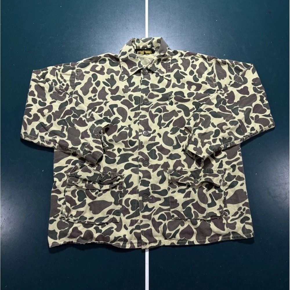 Vtg‎ 60 70s Kmart Duck Camo Jacket Men's Medium Button Front Hunting Camouflage